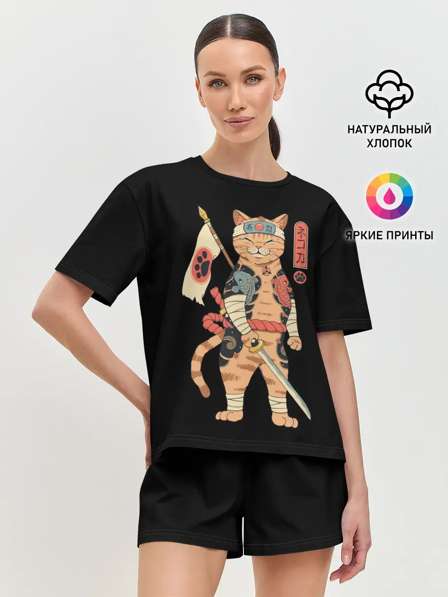 Женская пижама с шортами / Shogun Cat