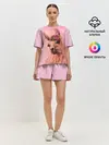 Женская пижама с шортами / лама с цветами