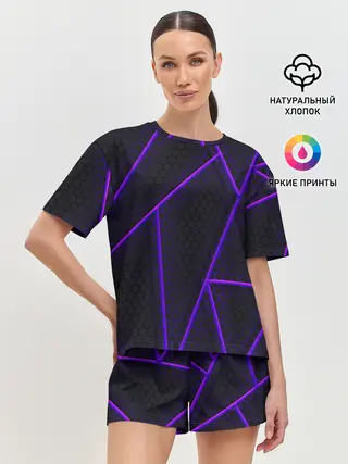 Женская пижама с шортами / СОТЫ НЕОНОВЫЕ - ГЕОМЕТРИЯ