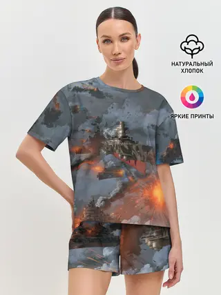 Женская пижама с шортами / Стимпанк бой | Steampunk Ship