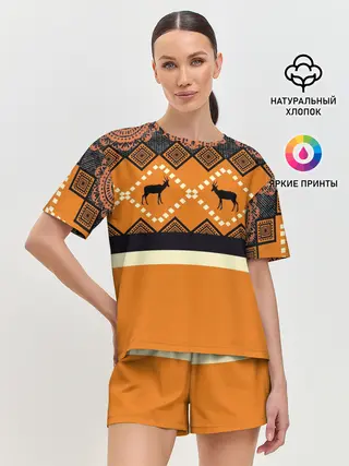 Женская пижама с шортами / Африканский Мотив