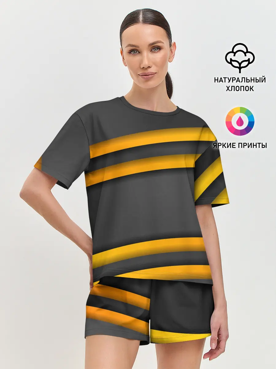 Женская пижама с шортами / Желтые полосы