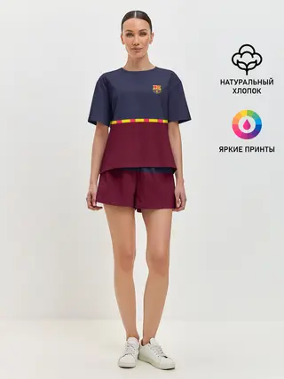 Женская пижама с шортами / FC Barcelona | Flag and team Logo