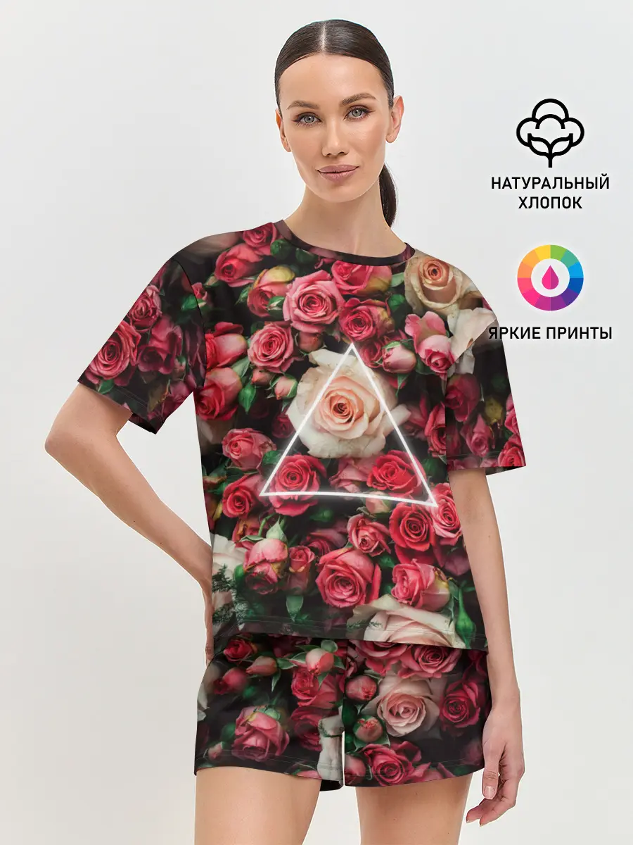 Женская пижама с шортами / ROSE NEON | РОЗЫ НЕОН