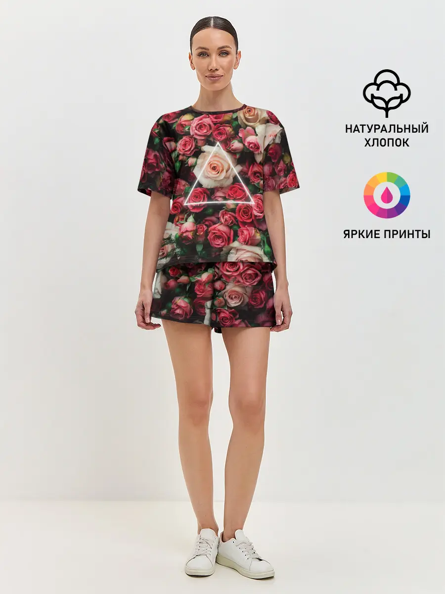 Женская пижама с шортами / ROSE NEON | РОЗЫ НЕОН