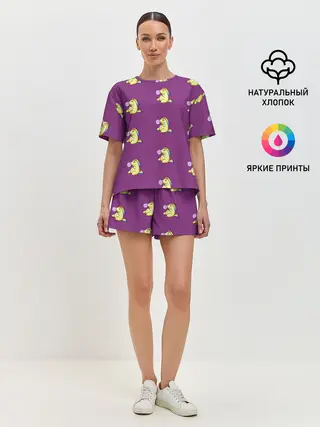 Женская пижама с шортами / Фиолетовые пони