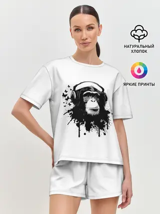 Женская пижама с шортами / Обезьяна Меломан
