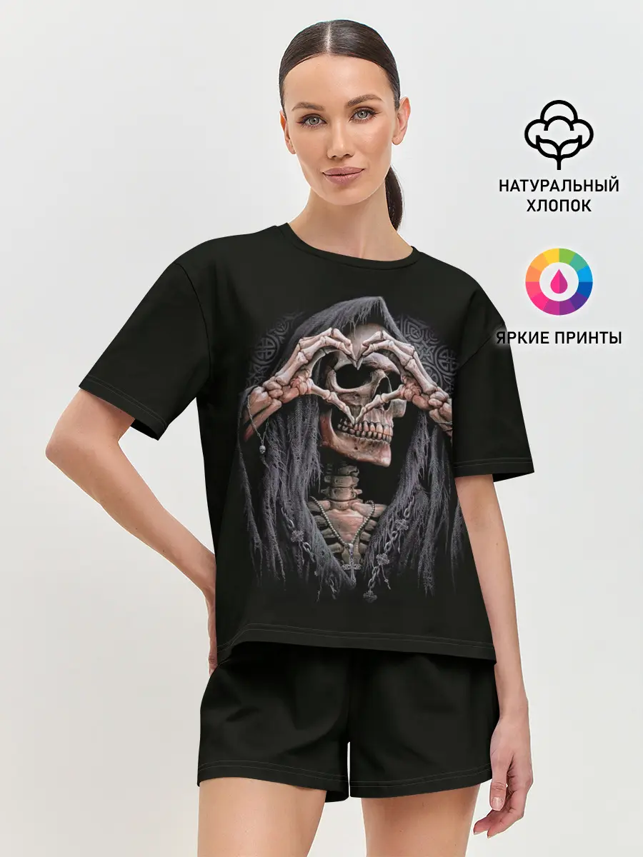 Женская пижама с шортами / Skull Love