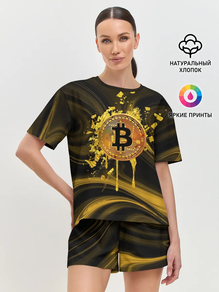Женская пижама с шортами / Биткоин Крипта