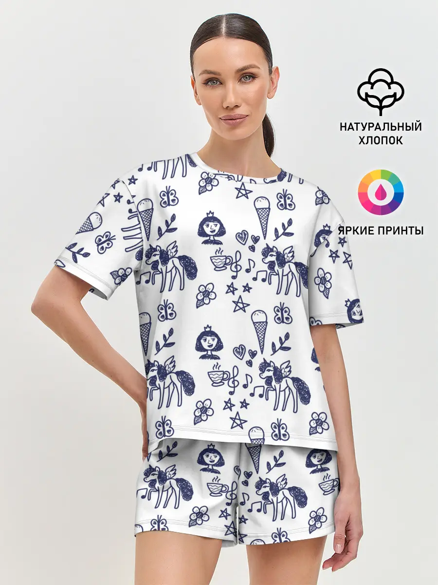 Женская пижама с шортами / Девчачий дудл