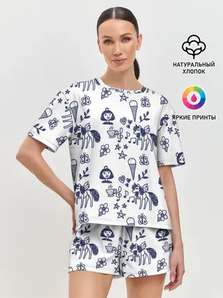 Женская пижама с шортами / Девчачий дудл