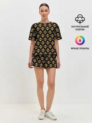 Женская пижама с шортами / ЭМБЛЕМА БИНАНС ПАТТЕРН BINANCE