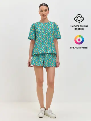 Женская пижама с шортами / Летняя текстура