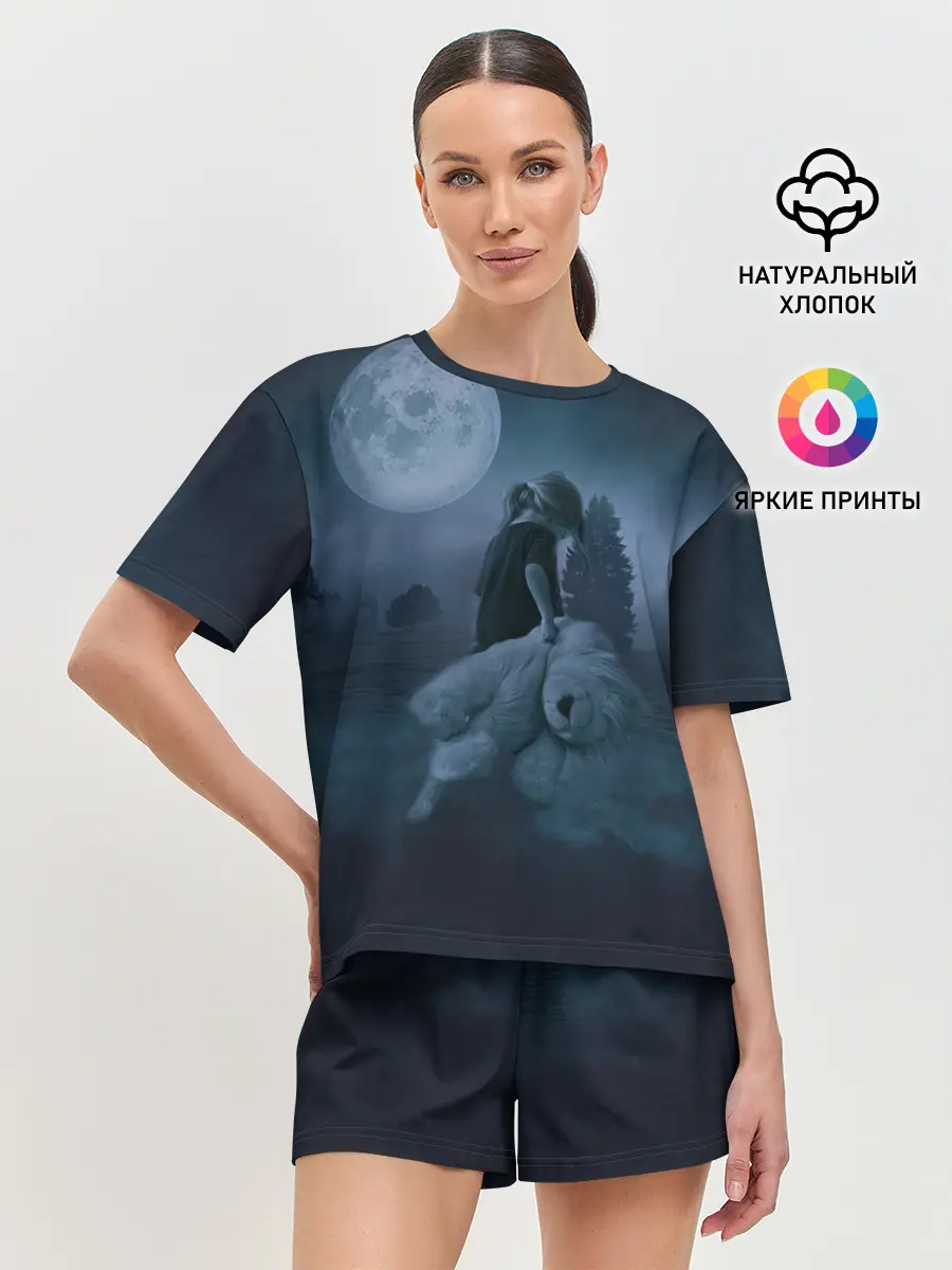 Женская пижама с шортами / Девочка и полнолуние