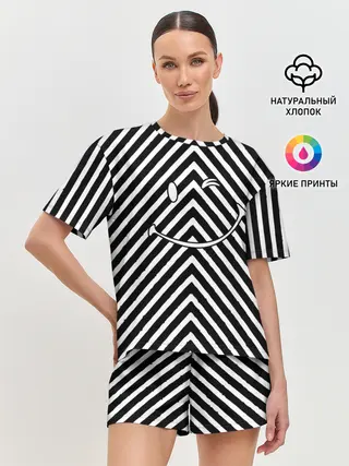 Женская пижама с шортами / Ulybaka BlackWhite