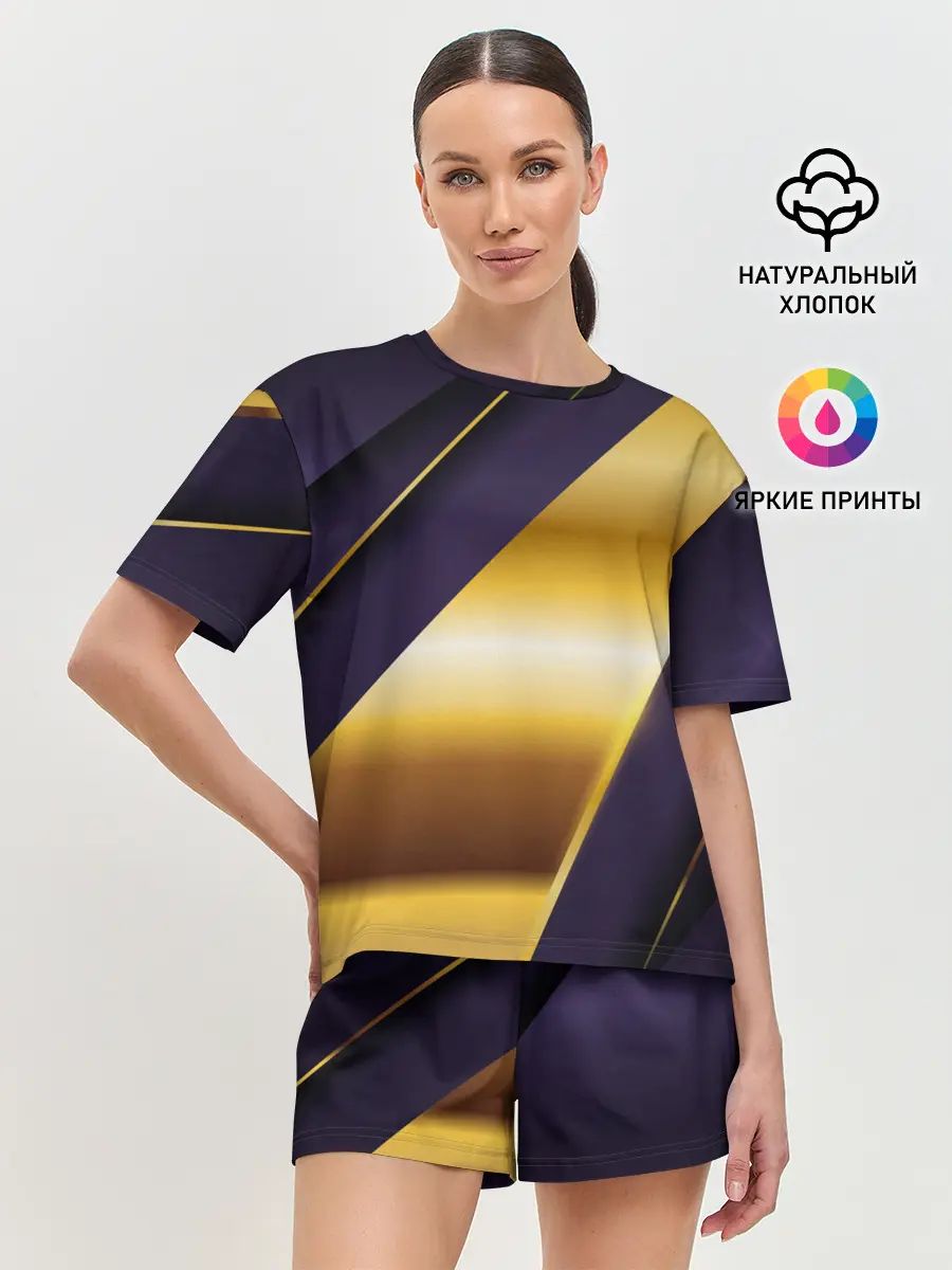 Женская пижама с шортами / 3D luxury золото