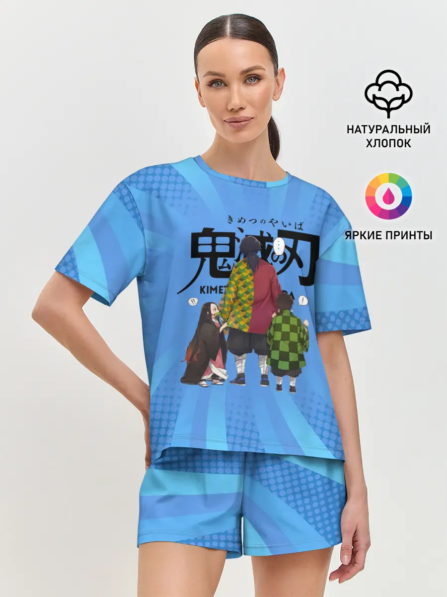 Женская пижама с шортами / Незуко Гию и Танджиро