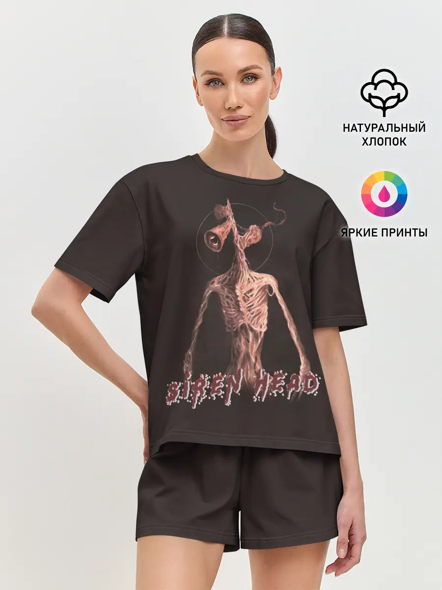 Женская пижама с шортами / Siren Head Надпись