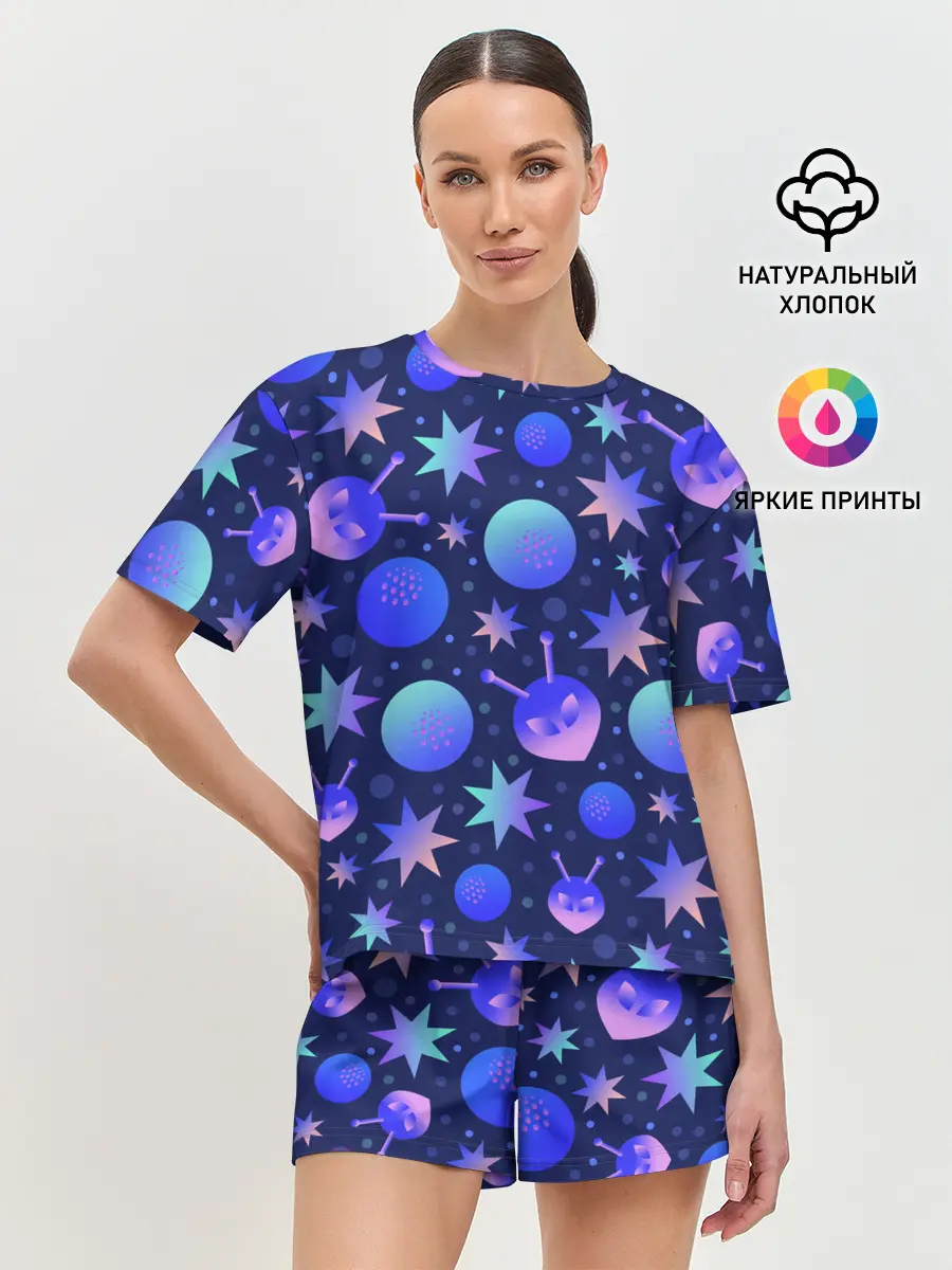 Женская пижама с шортами / Космический микс
