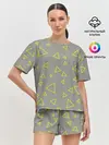 Женская пижама с шортами / Желтый и серый | Yellow & gray