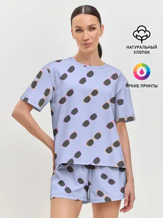 Женская пижама с шортами / Разноцветные очки