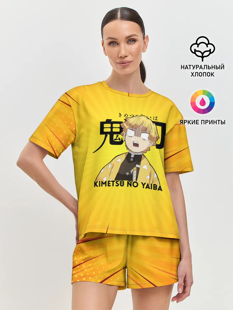 Женская пижама с шортами / Зеницу Агацума Kimetsu no Yaiba