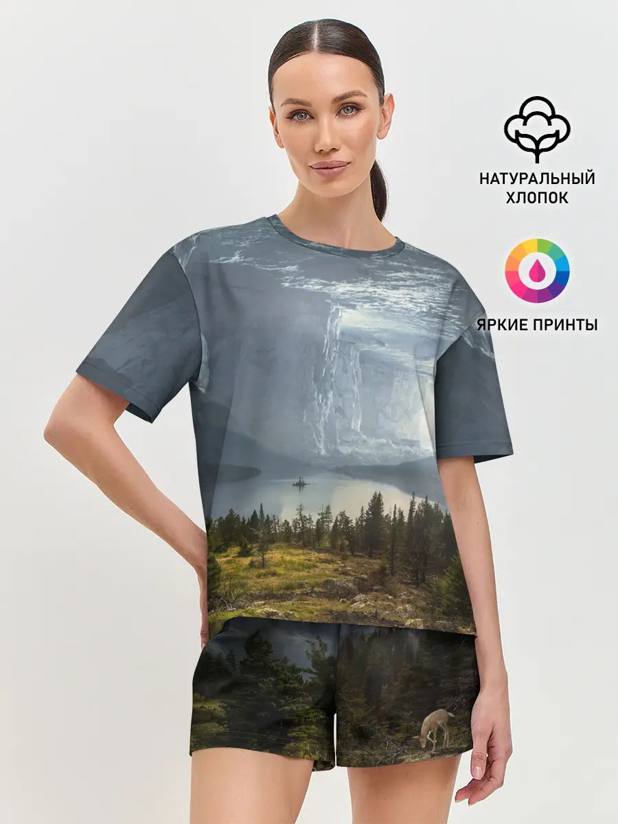 Женская пижама с шортами / Фантастический пейзаж