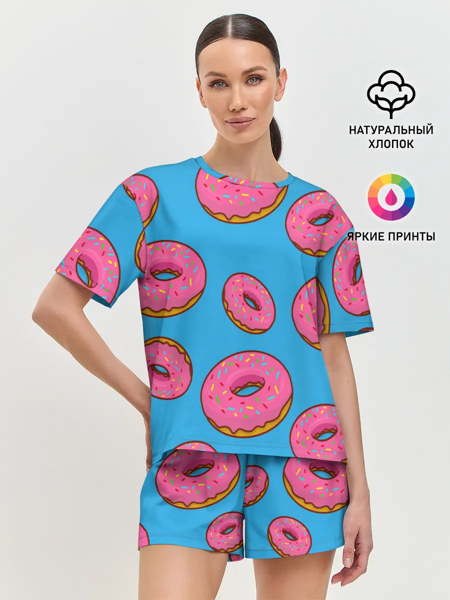 Женская пижама с шортами / Пончики