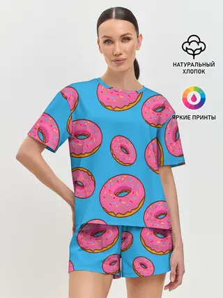 Женская пижама с шортами / Пончики