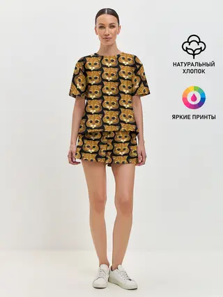 Женская пижама с шортами / КОТ В САПОГАХ из ШРЕКА