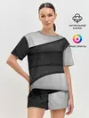 Женская пижама с шортами / 3D luxury style silver black