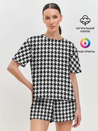 Женская пижама с шортами / Гусиная лапка