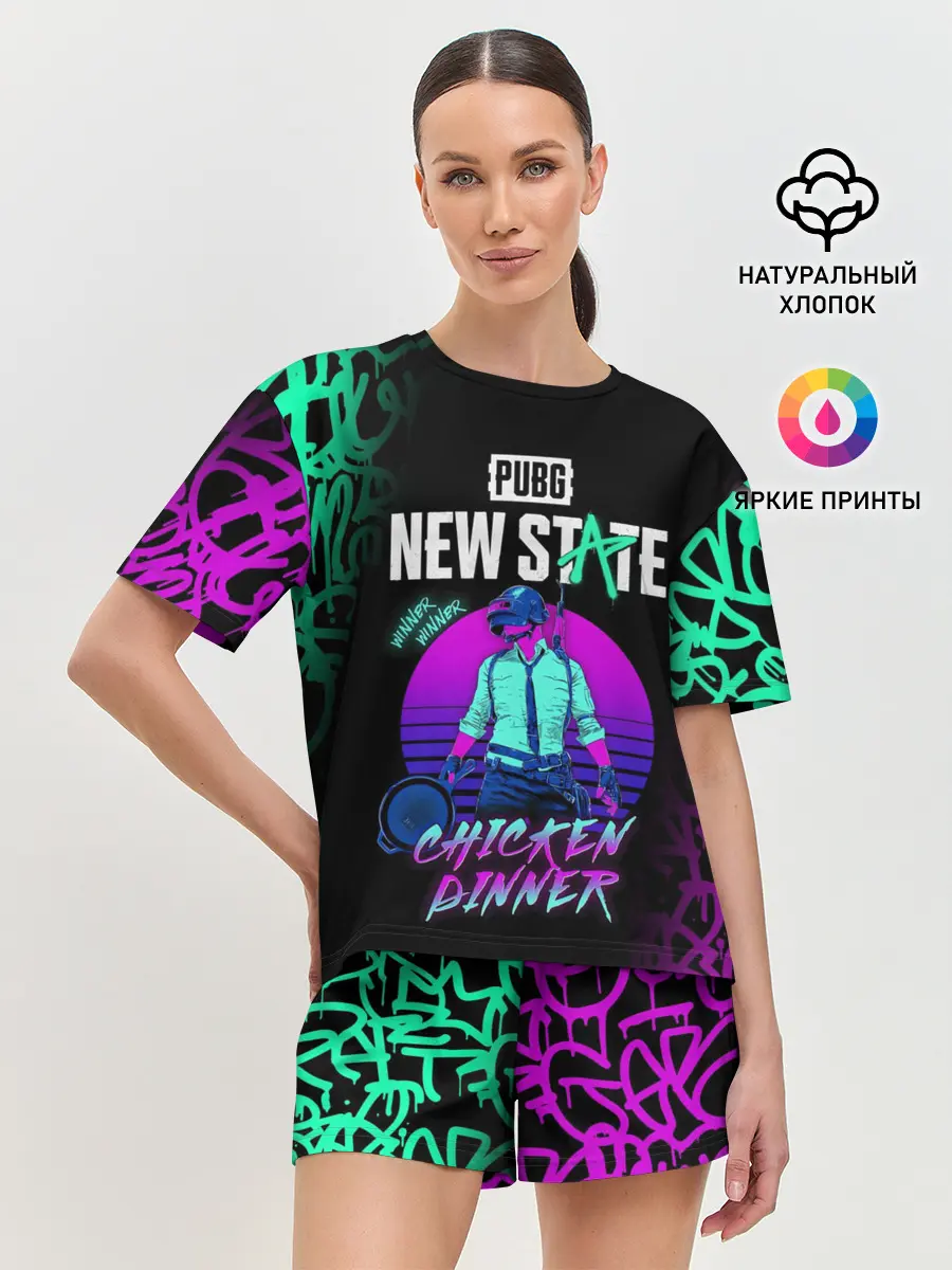 Женская пижама с шортами / PUBG NEW STATE / ПАБГ НЕОН