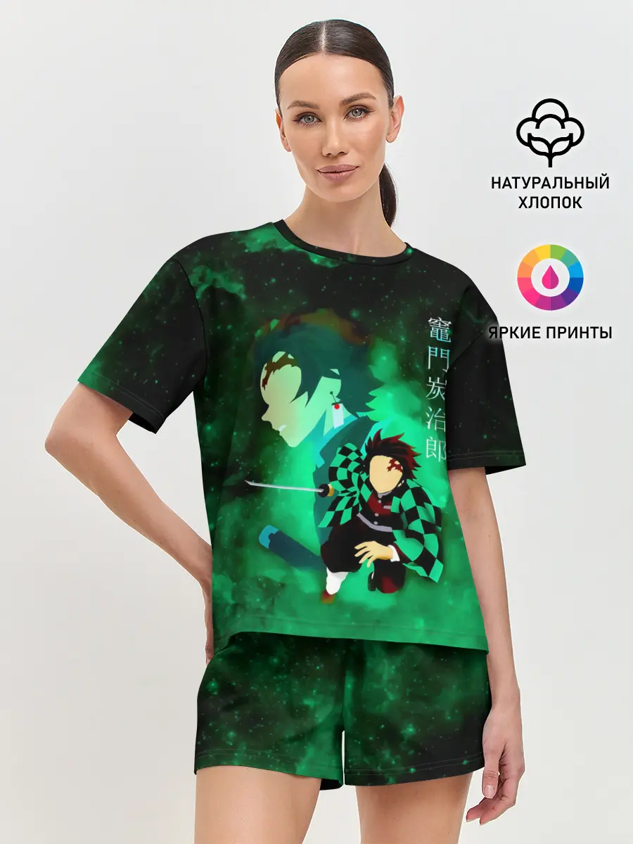 Женская пижама с шортами / Танджиро Камадо Kimetsu no Yaiba
