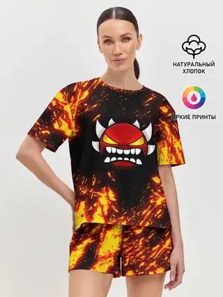 Женская пижама с шортами / Geometry Dash | Demon