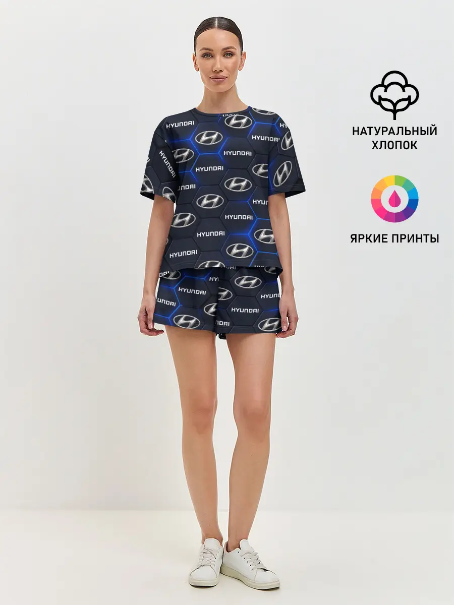 Женская пижама с шортами / HYUNDAI / ХЕНДАЙ / 3D ПЛИТЫ