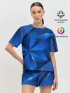 Женская пижама с шортами / 3D абстрактные фигуры BLUE