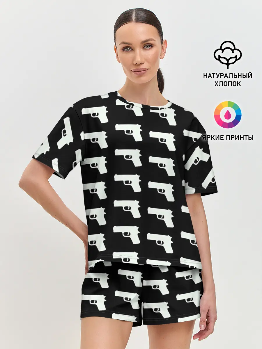 Женская пижама с шортами / Пистолеты