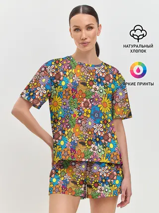Женская пижама с шортами / Букет
