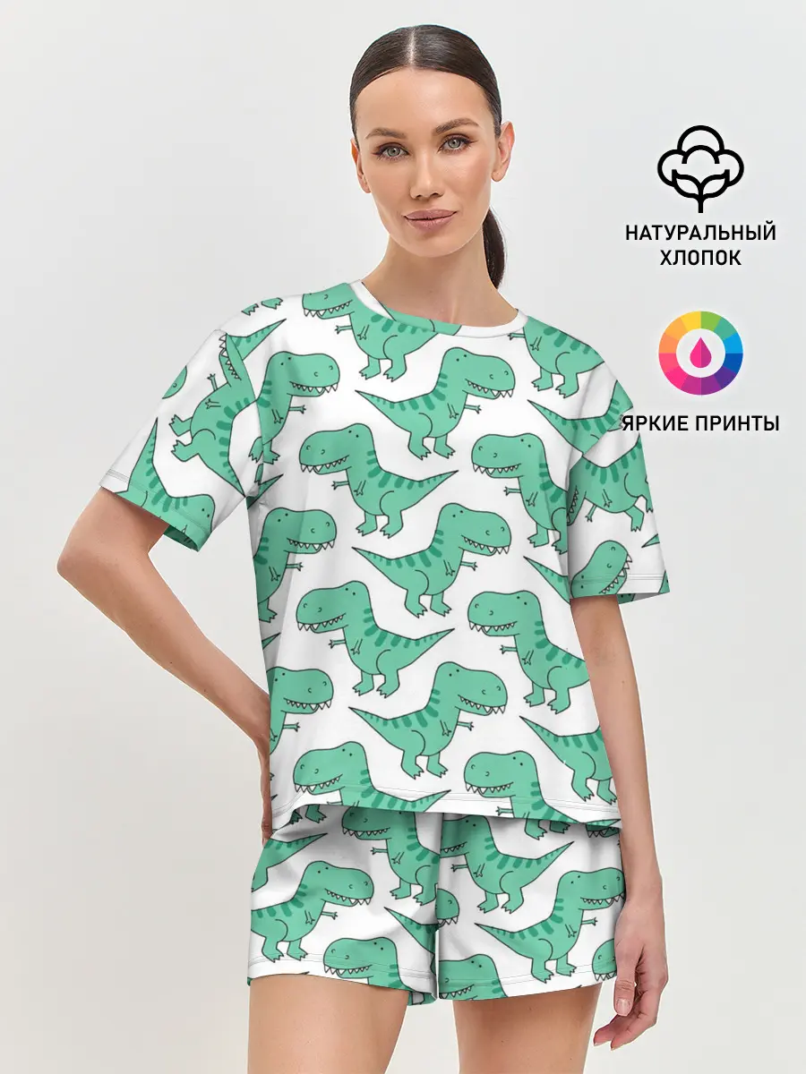 Женская пижама с шортами / Динозавры