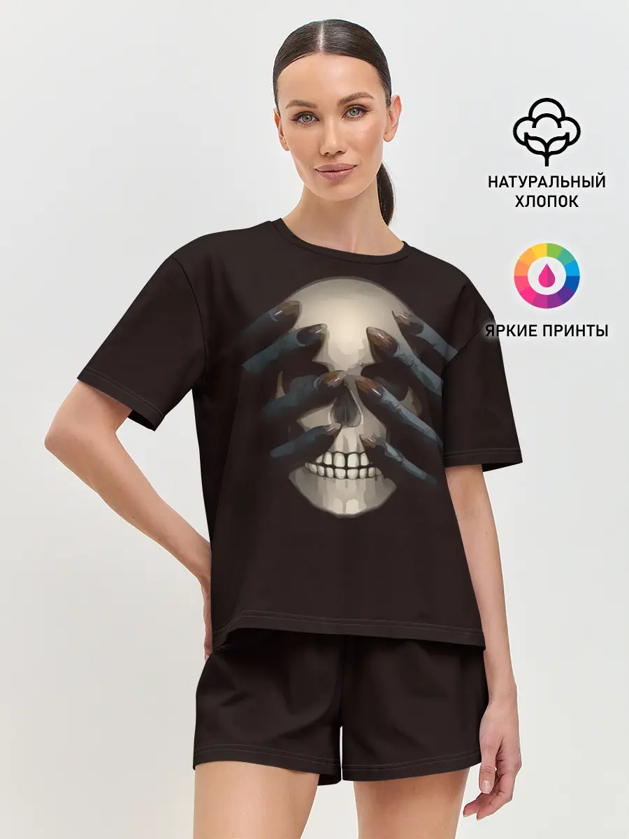Женская пижама с шортами / Руки на черепе
