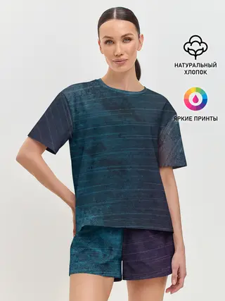 Женская пижама с шортами / Texture. Blue Ripples