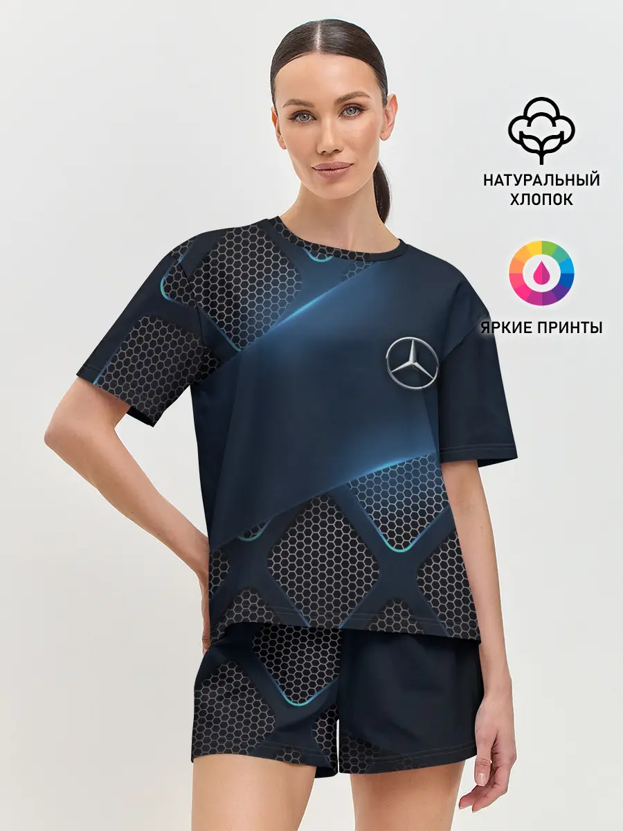 Женская пижама с шортами / MERCEDES BENZ | 3D Geometry 3Д