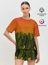 Женская пижама с шортами / Кактусы на закате