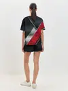 Женская пижама с шортами / 3D BLACK AND RED METAL