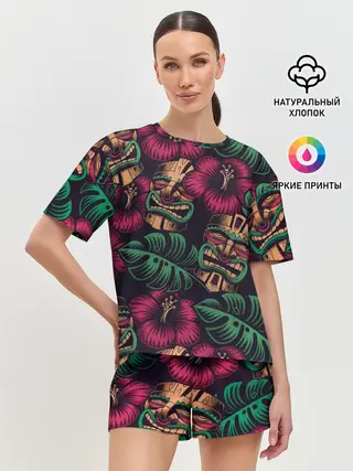 Женская пижама с шортами / Тропический