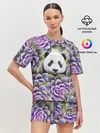 Женская пижама с шортами / Панда среди цветов