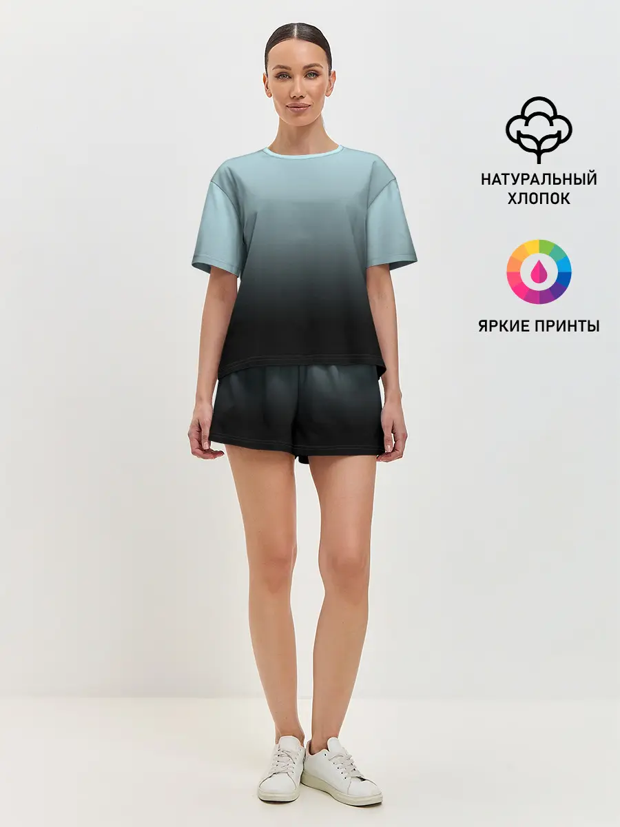 Женская пижама с шортами / Black and Blue gradient