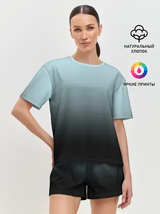 Женская пижама с шортами / Black and Blue gradient