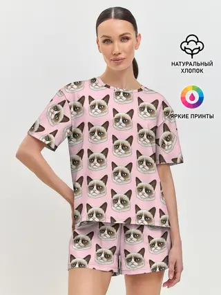 Женская пижама с шортами / Кот мемасик